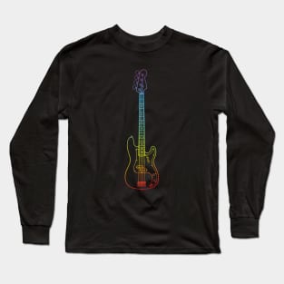 P-Style Bass Guitar Colorful Outline Long Sleeve T-Shirt